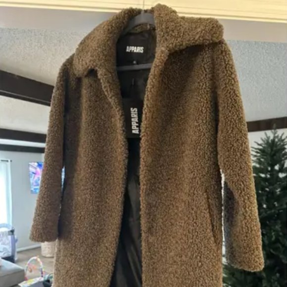 Apparis coat faux fur brown L - Picture 1 of 9